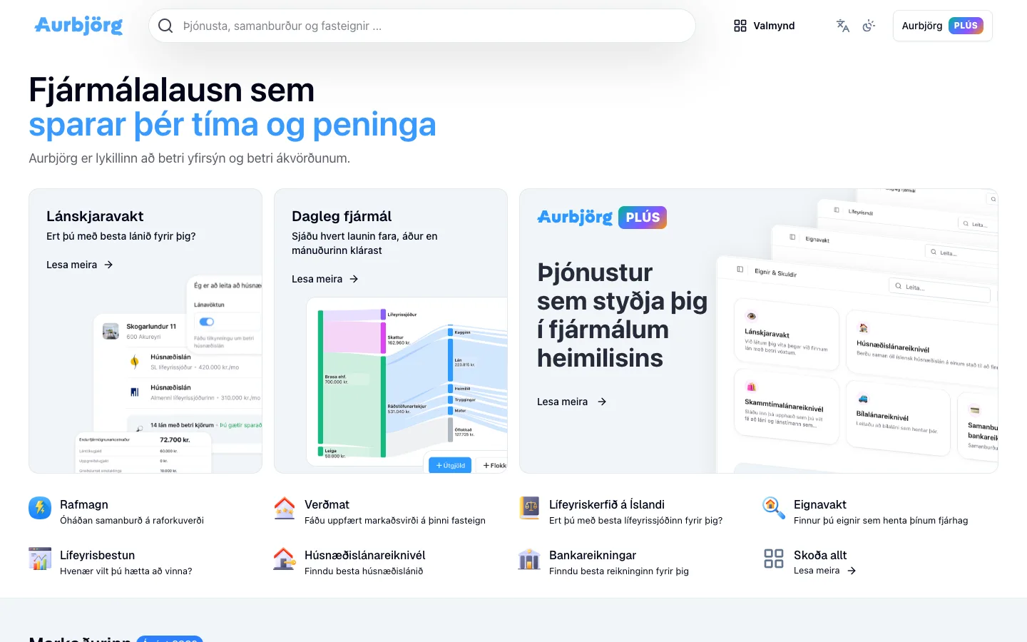 The Aurbjörg financial overview website.